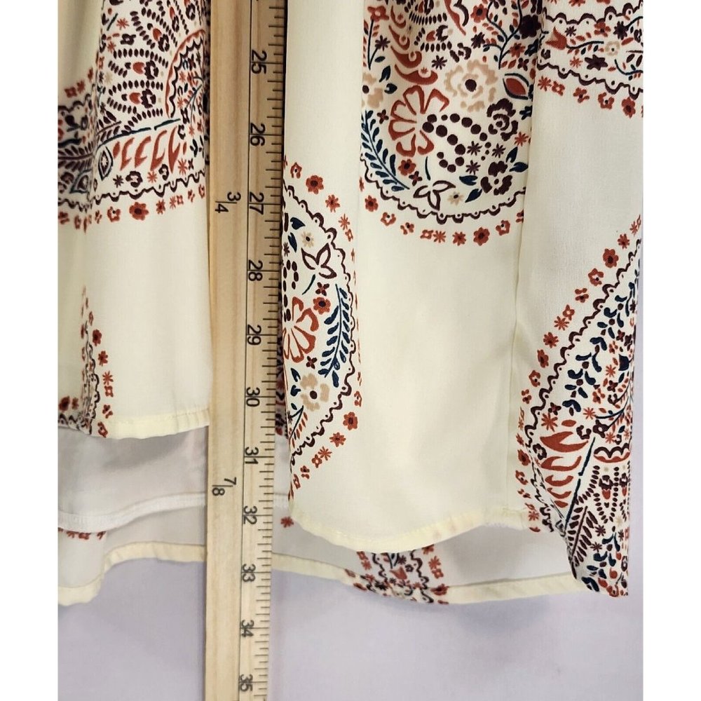 Cal Style Dress Womens Large Cream Paisley Print Balloon Sleeve Tunic Mini - Picture 5 of 13